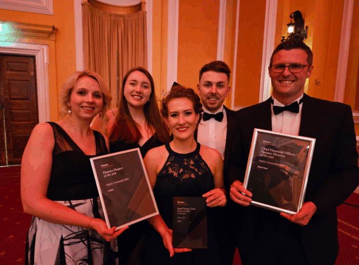 CatSci win Finance Awards Wales 2023 - Image of CatSci finance team holding their awards