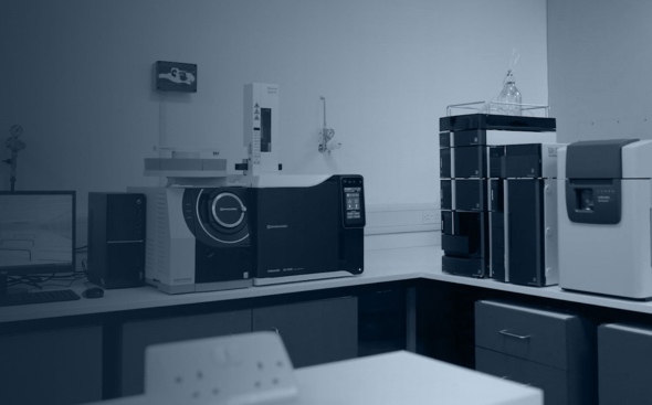 Analytical Science - blue toned image of Oligonucleotides equipment in Analytical Science laboratory