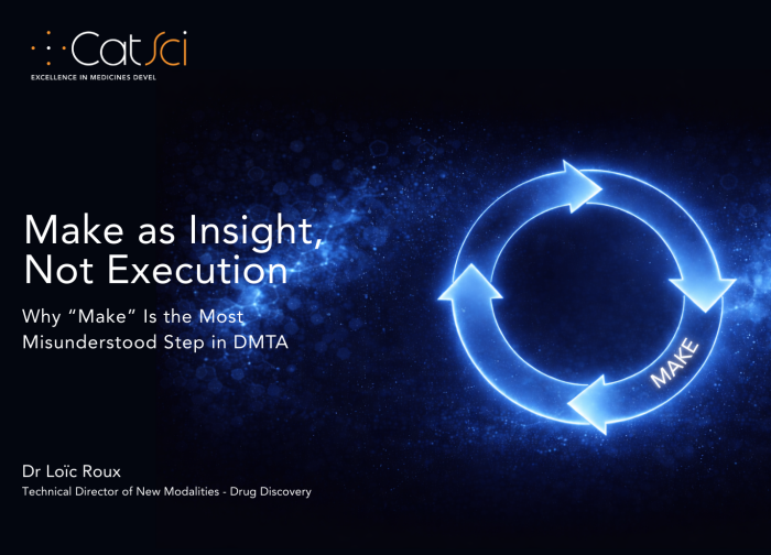 DMTA Make Phase: Banner image of bright blue arrow wheel against a dark blue background